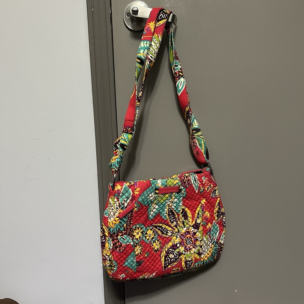 Vera Bradley Rumba Crossbody Bag Red Floral Quilted Adjustable Strap